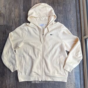 Lacoste Men's Full Zip Hoodie Cream Color Size XXL